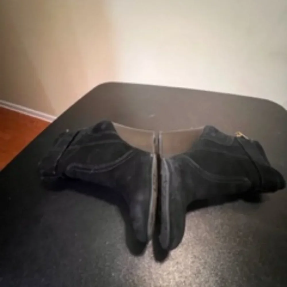 Tory Burch black suede wedge ankle boots size 5.5